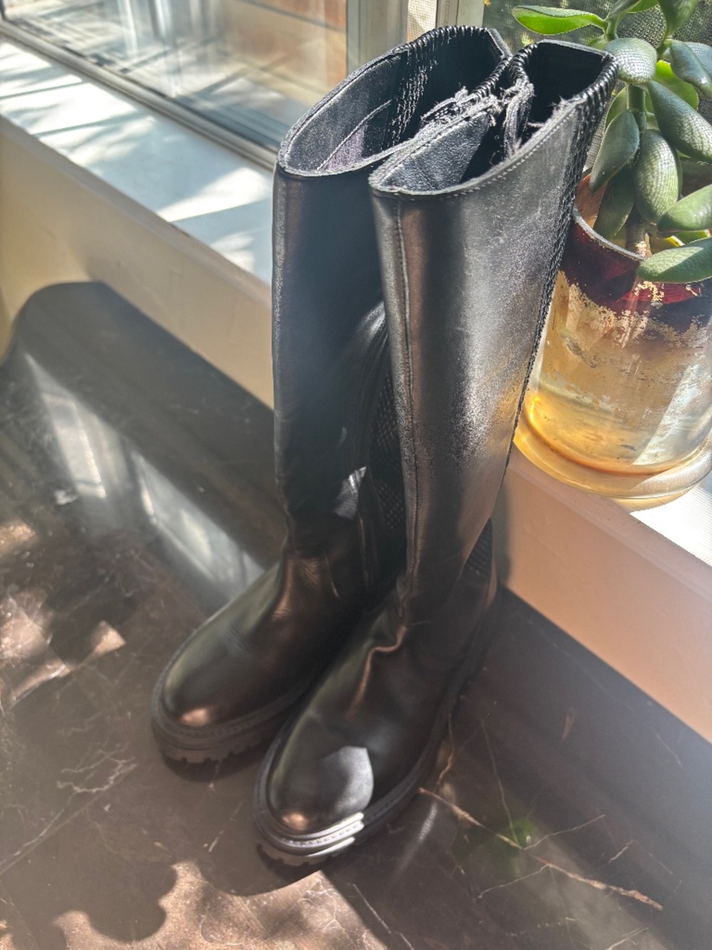 Geox IRIDEA Leather Boots, Black Size 7 (37 eu)